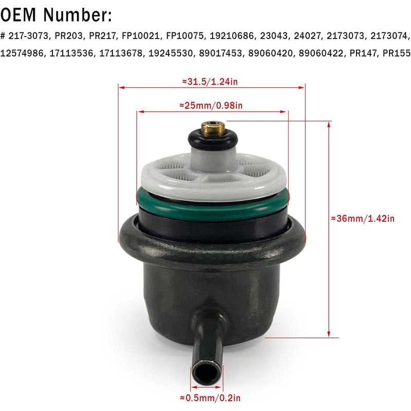 ZIMGLOBAL Fuel Pressure Regulator Compatible with Buick Cadillac Chevrotlet Isuzu GMC Hummer Pontiac Oldsmobile #FP10021 PR203 PR217 PR155 217-3073 - Image 3
